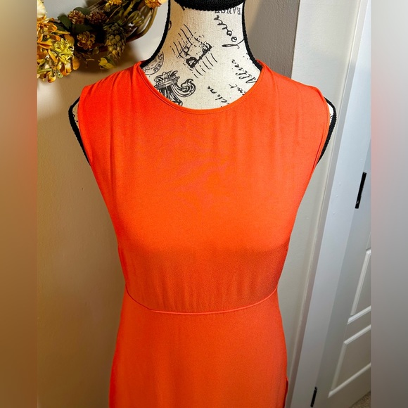 ALC High Side Slit  Sleeveless Midi  Sheath Dress in Vibrant Orange  Sz 4 - Picture 3 of 13